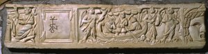 Ulisse e le sirene, coperchio frammentario di un sarcofago